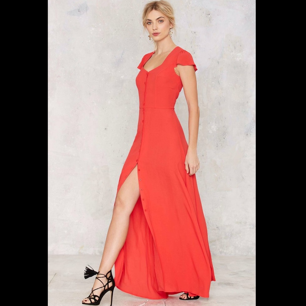 Nasty Gal Glamorous Button Up and Drive Maxi Dress